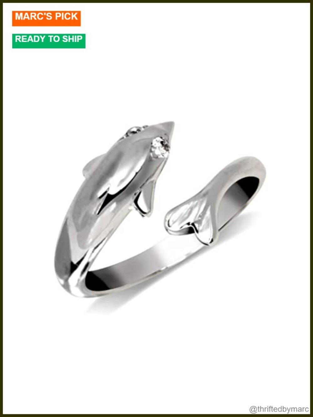Solid 10K Gold Adjustable Dolphin Toe Ring Hypoallergenic